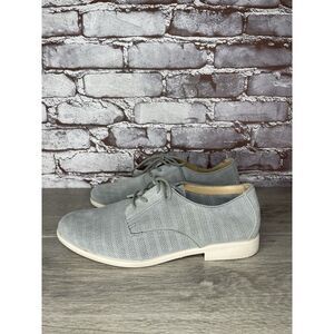 Born Passi Derby Blue Suede Leather Perforated Oxfords Lace Up Shoes Women Sz 9M